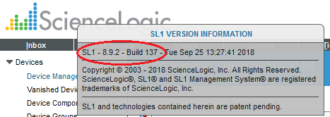 Finding the ScienceLogic Platform Version