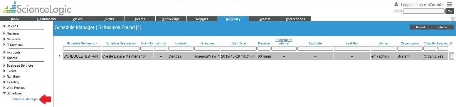 Create Device Maintenance Schedules via the API