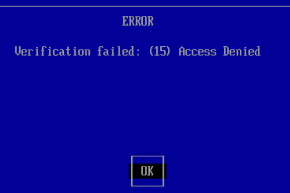 Error verification failed 15 access denied что делать asus